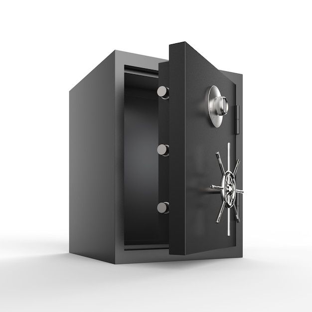 3d rendering bank safe or bank vault open premium photo
